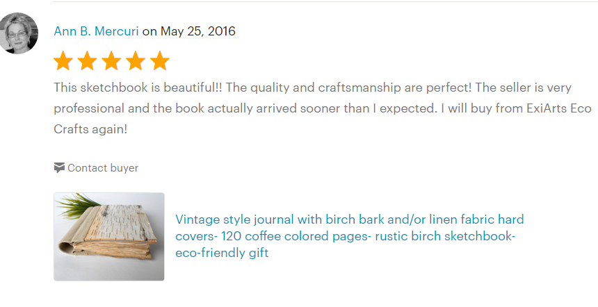 handmade birch bark journal five-tar product review from my former Etsy store