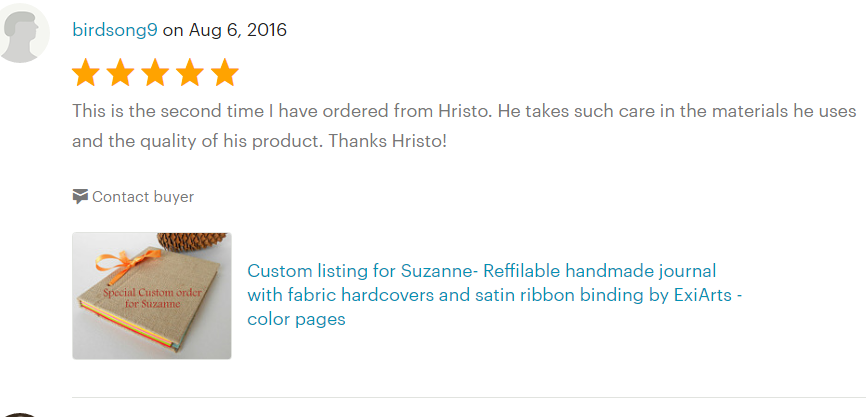 handade product five-star review from my former etsy store